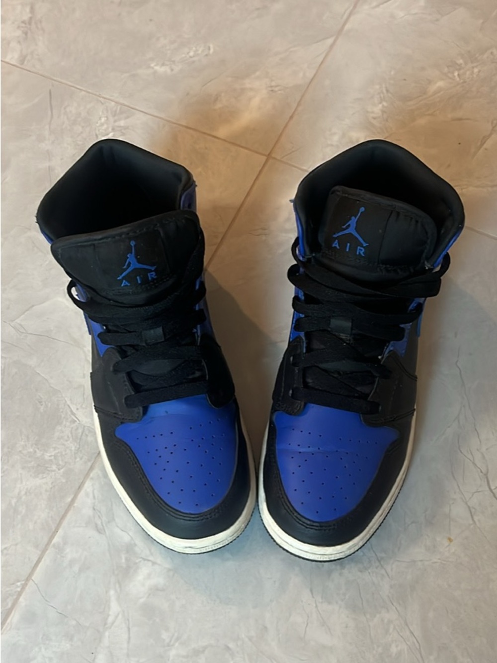 Nike Air Jordan 1 Mid Sneakers in Black & Blue